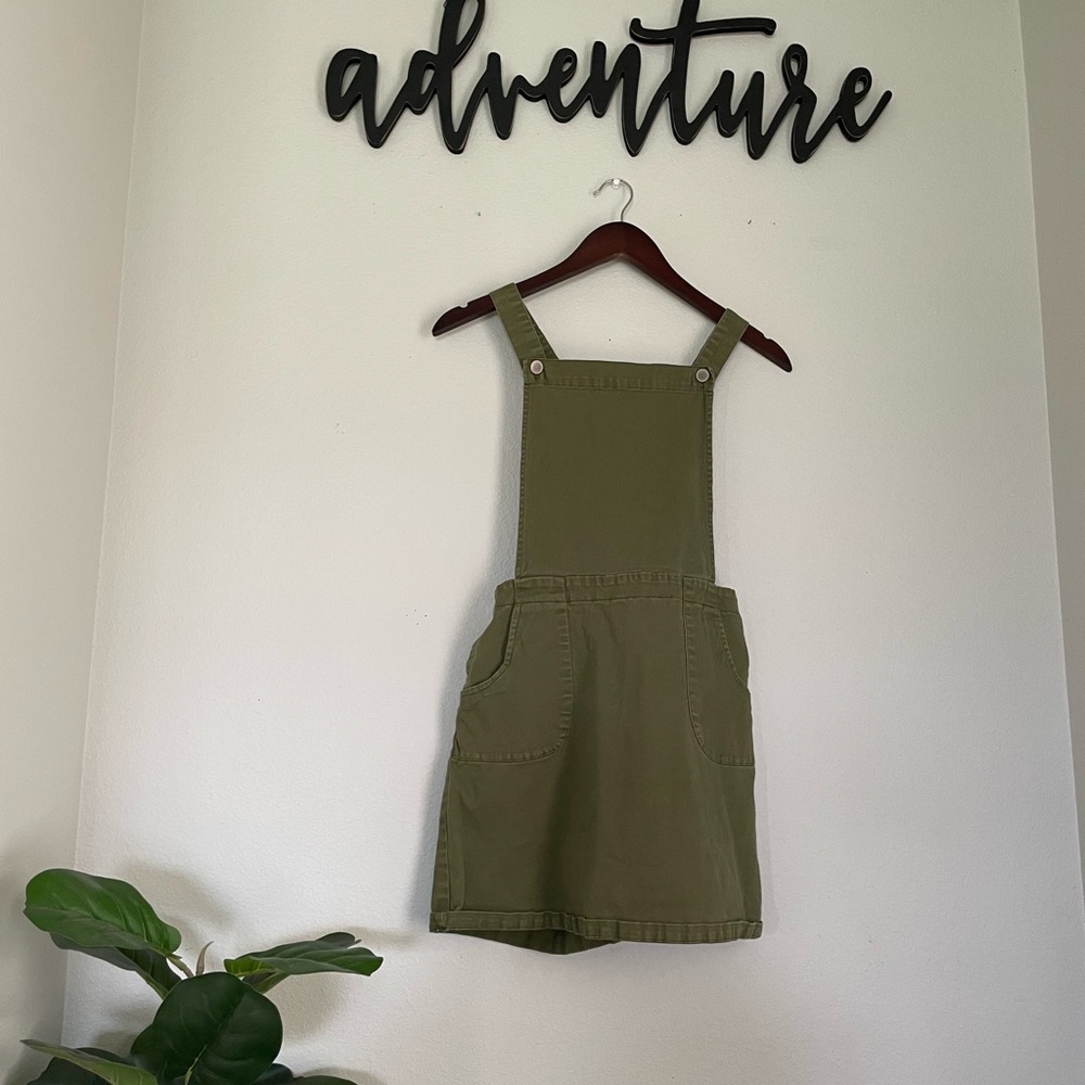 Olive overall dress